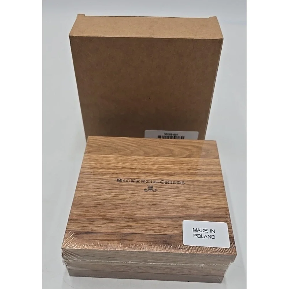NWT Mackenzie Childs Queen Bee Wooden Coasters – Set of 4 Made in Poland‎